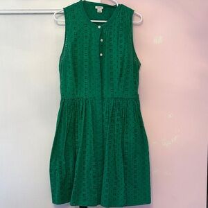 J. Crew Green Eyelet Detail Top